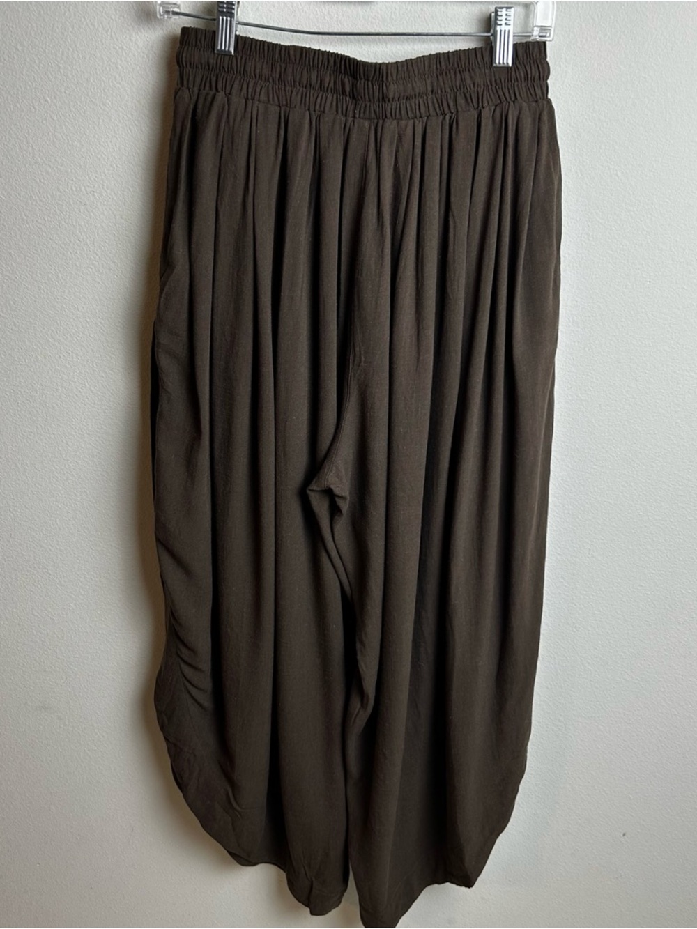 NWT Tarse Linen blend wide leg split skirt pants loose palazzo pants brown S - Picture 10 of 12